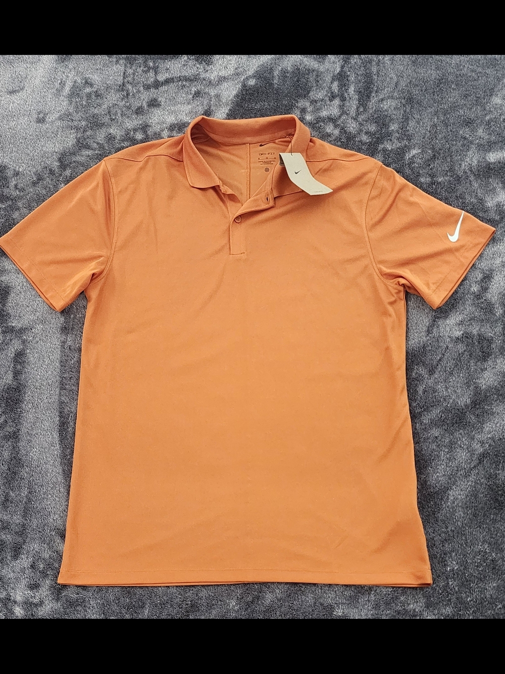 Nike Dri-Fit Men’s Orange Polo with White Swoosh Size Med
